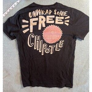 Adult Unisex Chipotle Black Organic Cotton Employee Staff Black T Shirt Sz. Med